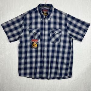 DIXXON Marshall Shirt Men 3X Short Sleeve Button Down Blue White Bamboo Snap New